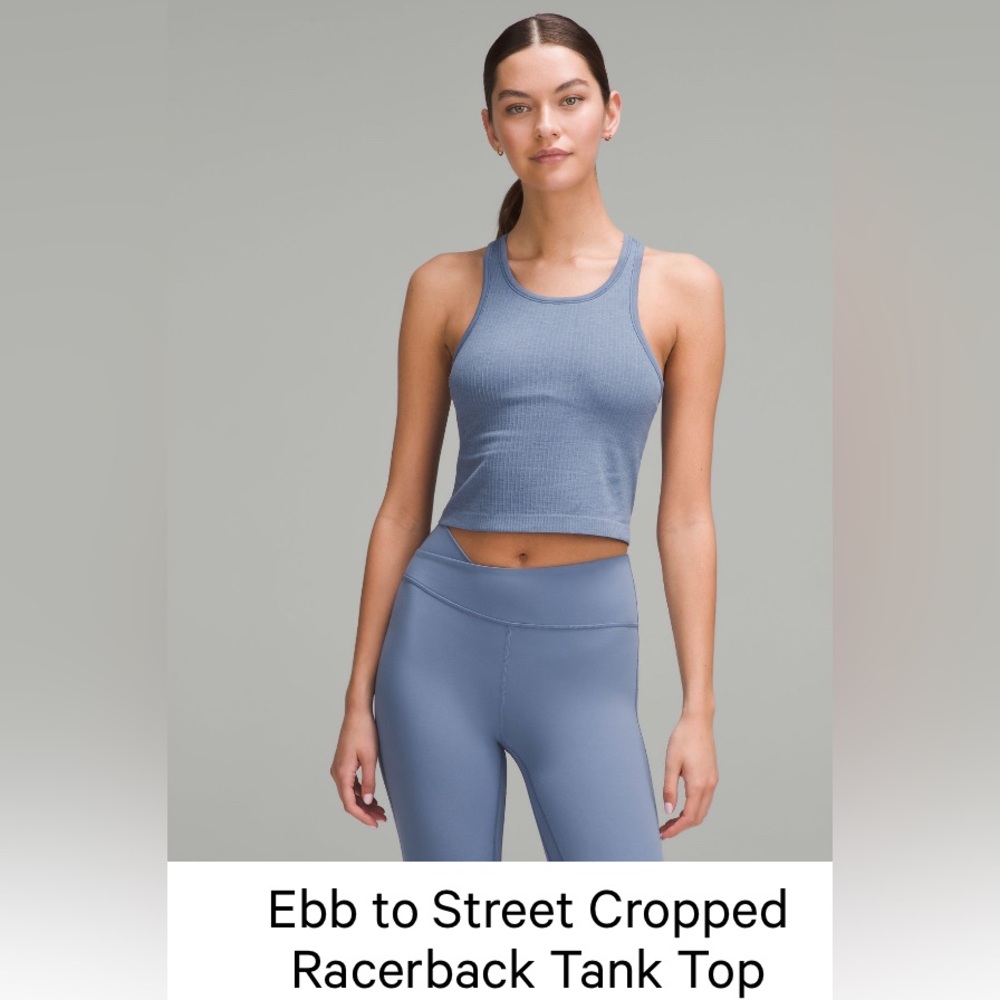 Lululemon Ebb to Street Cropped Racerback Tank Top - Oasis Blue